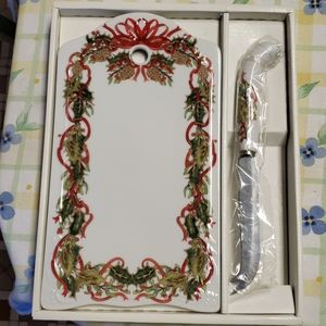 Cheese board and knife